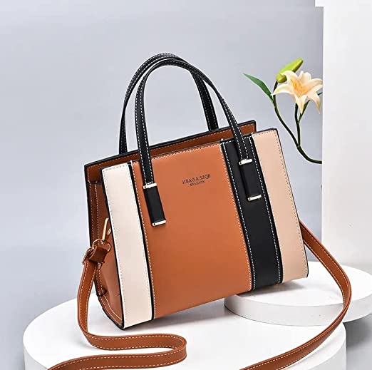 Latest Design Womens PU Leather Handbags Top Handle Bag Shoulder Handbag  Satchel and Purse Designer Crossbody Bag for Office Lady(brown)